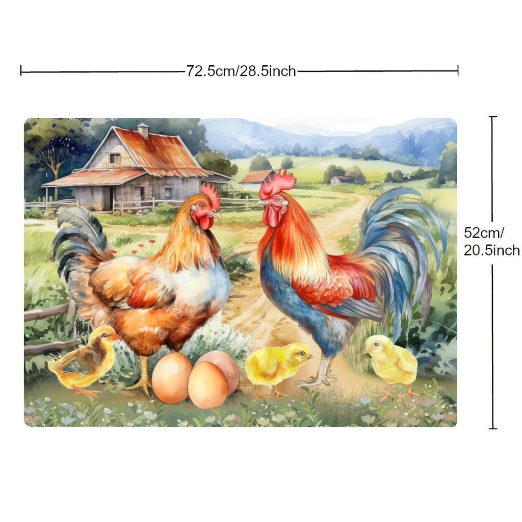 1 Stück Gummi-Abtropfmatte mit Hahn-Aufdruck für Café, Restaurant, Küche, Teppich, Tischgeschirr, langlebige Kieselgur-Tischmatte, Haustiermatte, Kaffeegeschirr