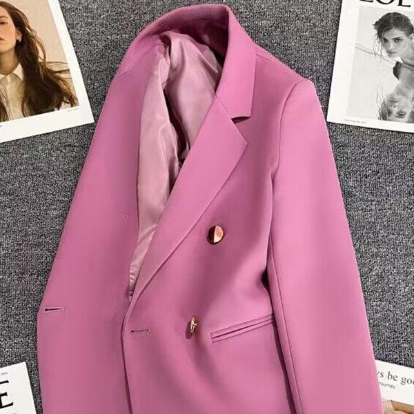 Costum Negru Larg pentru Femei Plus Size cu Nasture Metalic