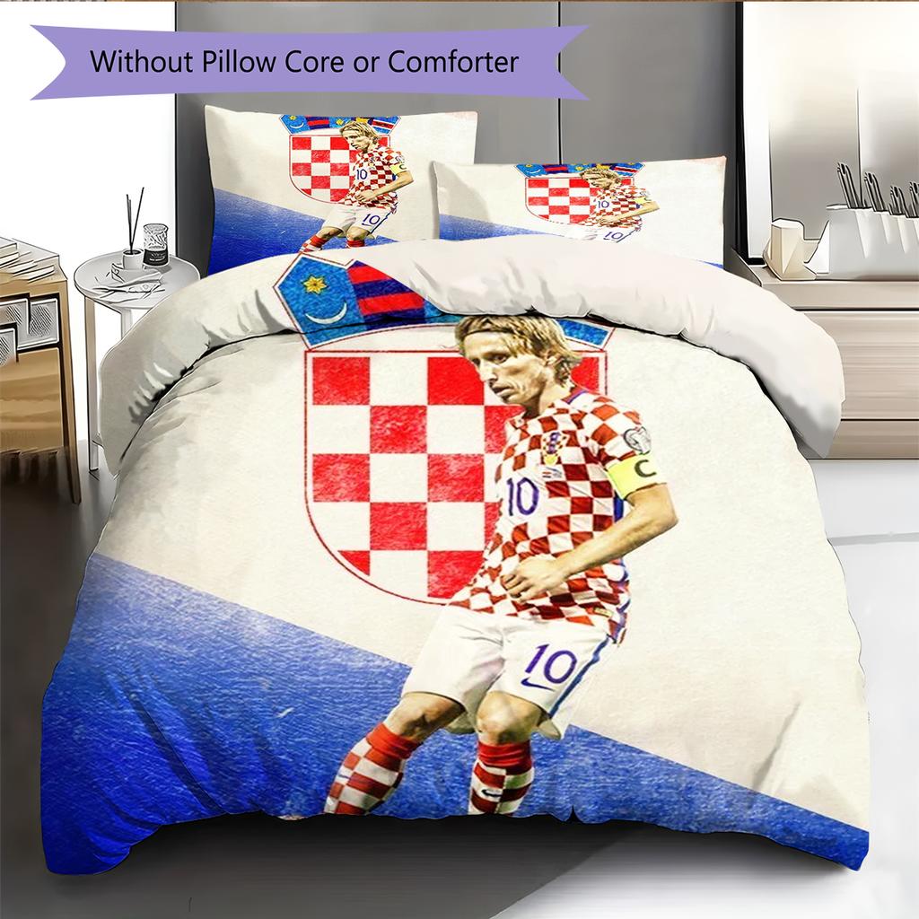 Vzor povlečení Luka Modrić Domácí dekorace Narozeninový dárek (1 * povlak na peřinu + 2 * povlak na polštář, bez jádra)