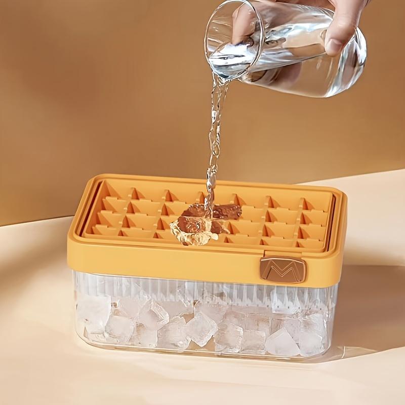 Flip & Press Ice Cube Mold - Large Capacity Double Layer Food-Grade Plastic Ice Maker with Lid for Easy Ice Making At Home