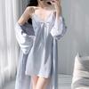 1011 new ice silk suspender nightdress two-piece set with chest pad lace lace sexy pajamas women