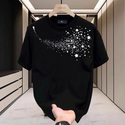 Men's Short-Sleeve Star Pattern T-Shirt | Casual Graphic Tee with Gradient Dot Design