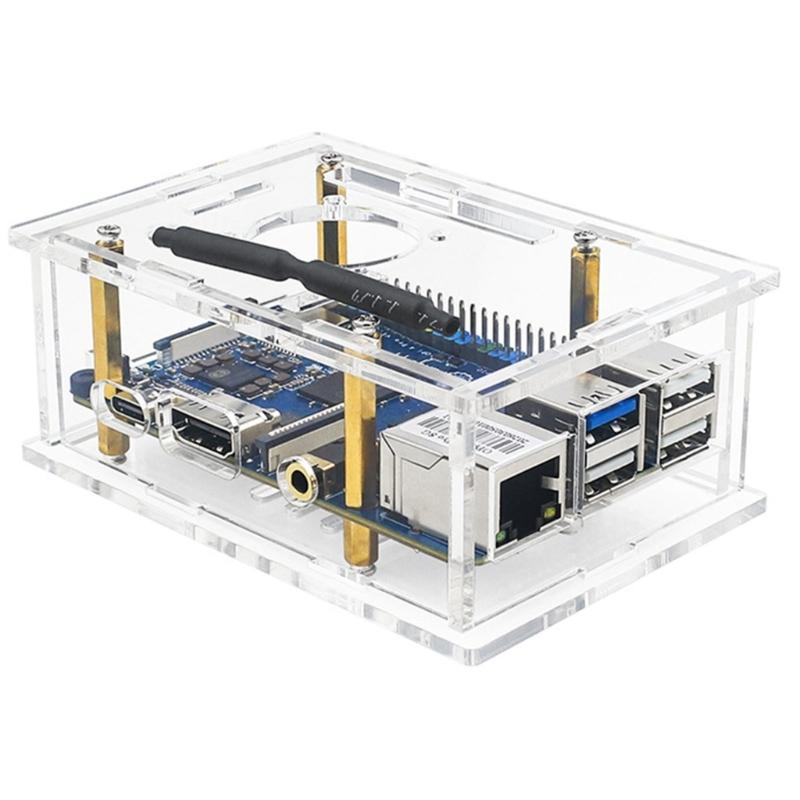 High Transparent Acrylic Enclosure for 4 Professional Development Board Industrial Protective Box Cooling Fan Easy Assembly