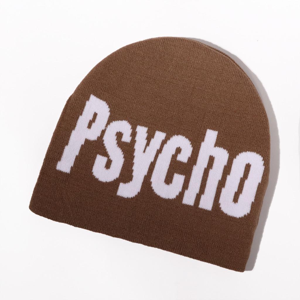 Blocked Color Fashion Letter Pattern Women Casual Warm Knitted Hat For Winter