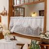 Polyester Tulle Window Valance Jacquard Lace Curtain, 39 Inch Vintage Embroidered Floral Valance, Semi Light Filtering Small Panel Sheer Swag with Rod