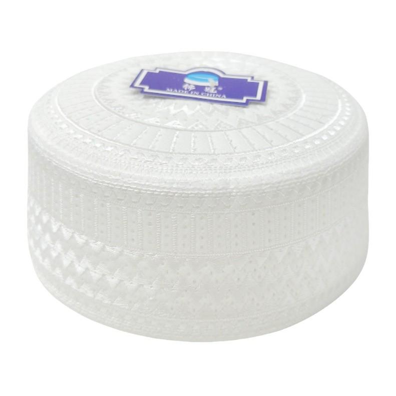 Męska haftowana saudyjska czapka modlitewna - okrągłe rondo płaski wierzch