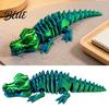 Model Animal PLA Realist Imprimat 3D Crocodil Articulat Jucărie, Figurină Reptilă Flexibilă, Jucărie Anti-stres pentru Decor Desktop Creativ