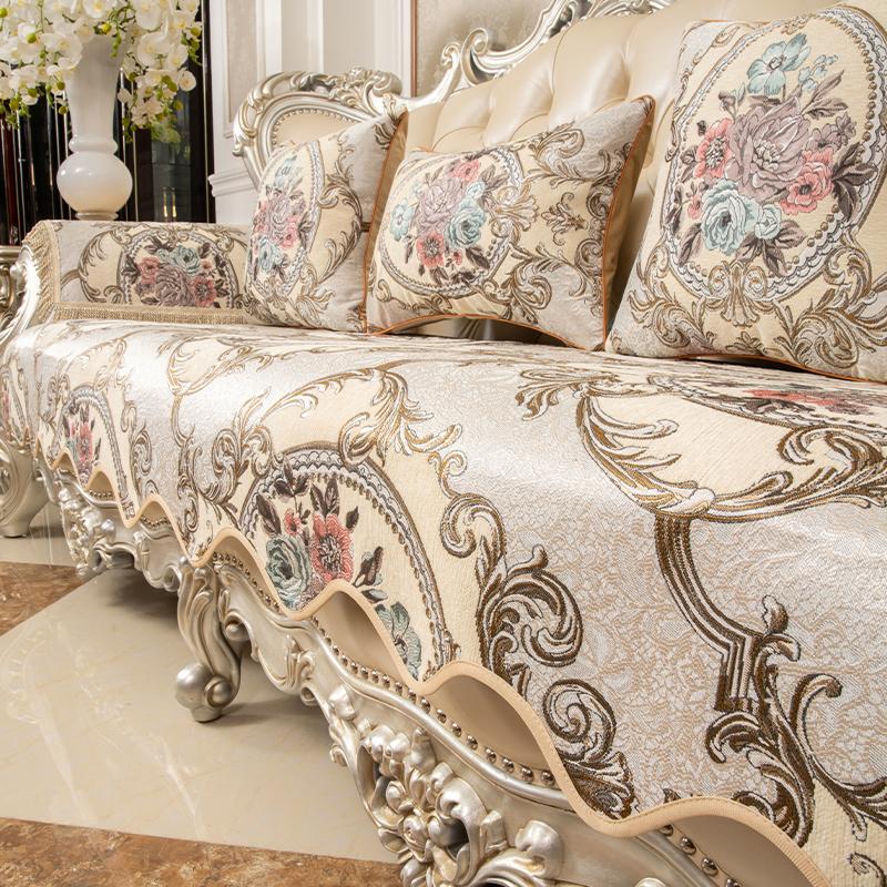 

Европейская подушка для дивана, роскошный жаккардовый чехол на четыре сезона, универсальный, украшение для гостиной, противоскользящий чехол для дивана, домашний декор 1pc armrest 58x65cm бежевый