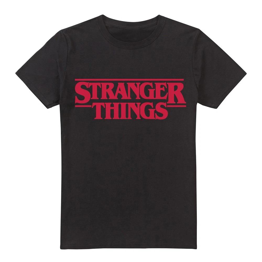 Унисекс футболка с главным логотипом Stranger Things, размеры S-5XL, Черная 4XL