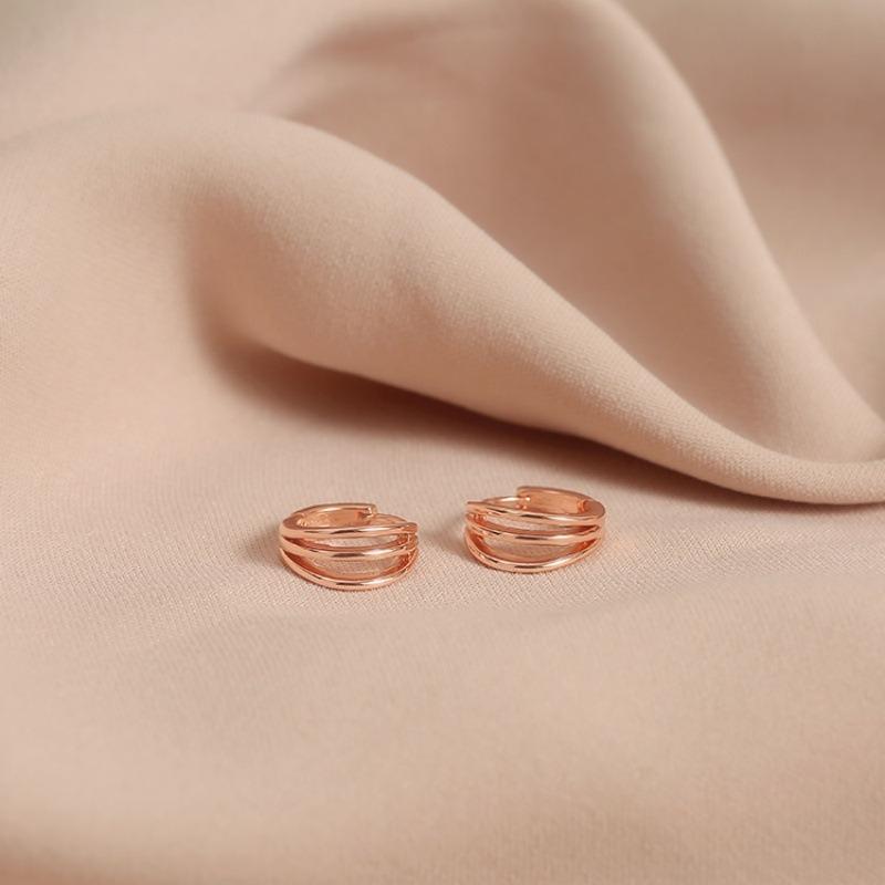 Women 925 Silver Needle Rose Gold Buckle Hoop Earrings Advanced Niche Ear Jewelry