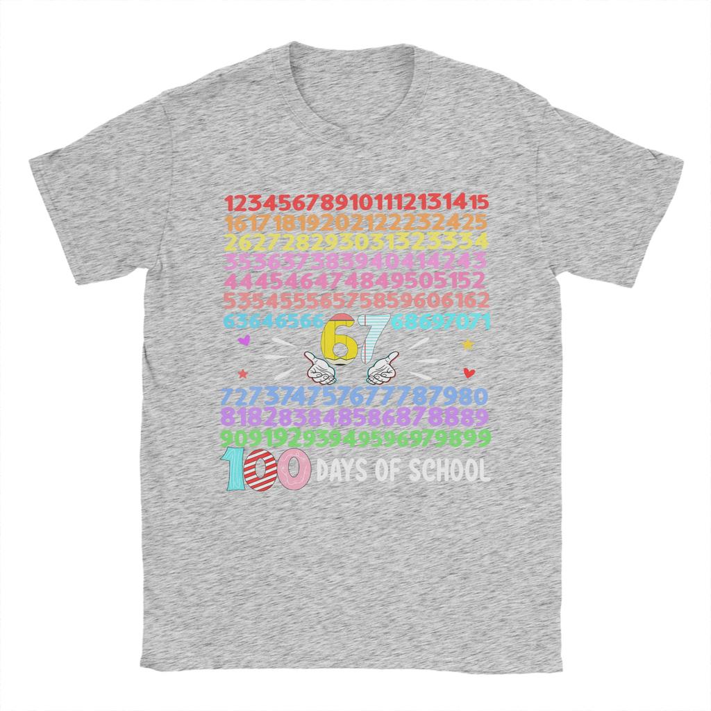 Happy 100 Days of School Smarter 67 Teacher TShirt Men Humorous Cotton Tee Shirt O Neck Short Sleeve T Shirt Gift Idea Clothes