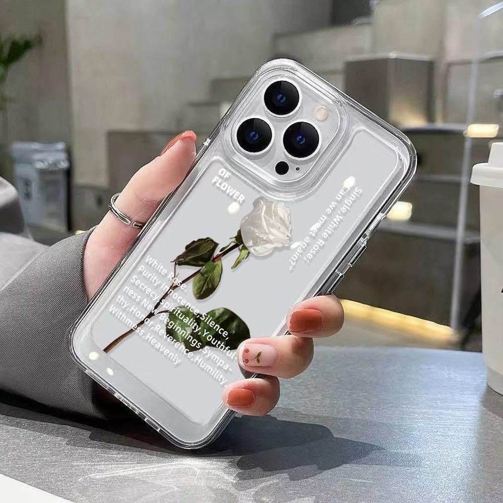 Minimal rose is suitable for iPhone17 mobile phone case 16pro niche x Apple 15 all-inclusive 13 Xiaohongshu the same 14