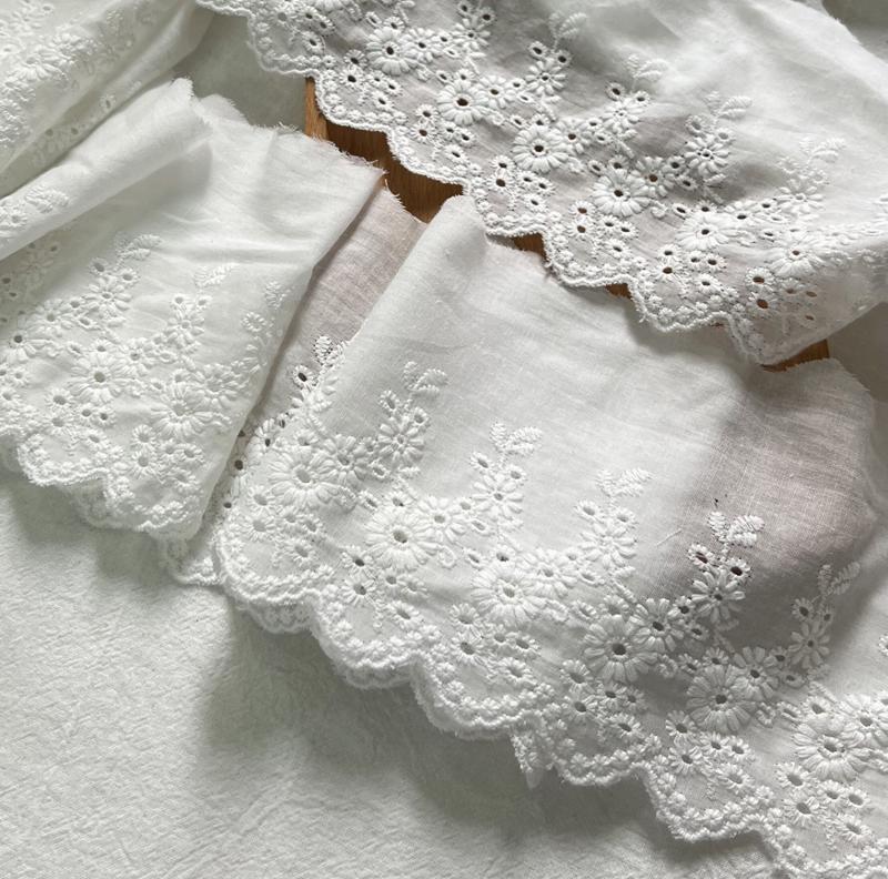 Handmade DIY Lace Embroidery Cotton Fabric for Skirts, Clothes, Dolls, and Decorative Trimming - 10cm