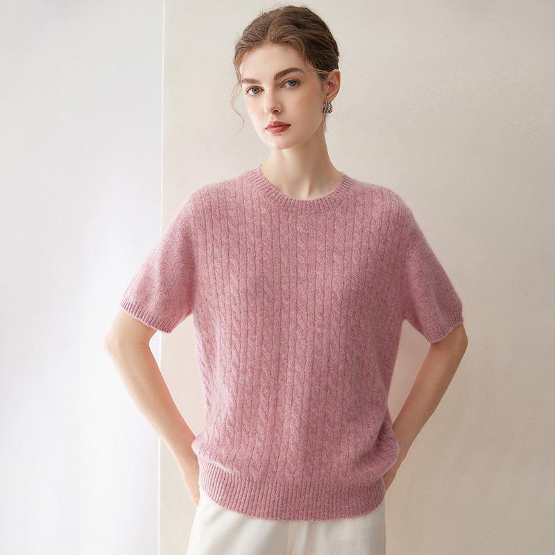 Kang Sai Ni Women's 100% Cashmere Cable Knit Retro Sweater