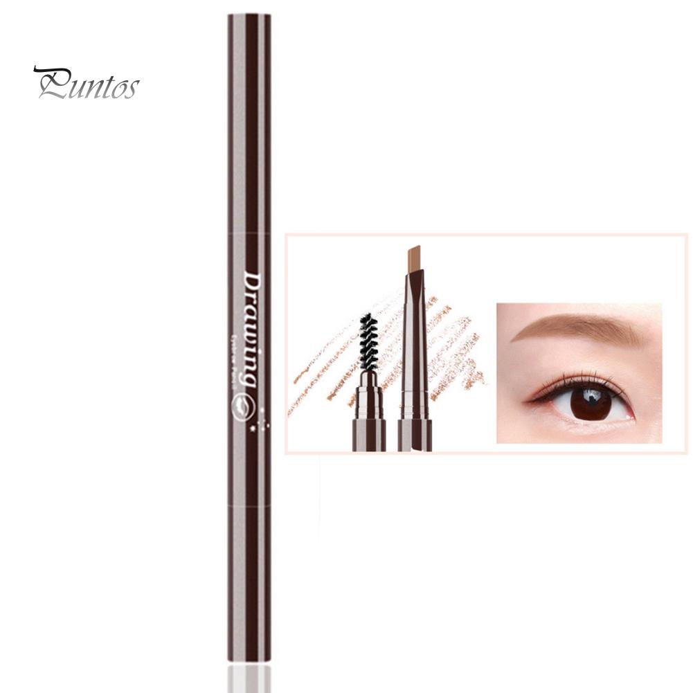 Puntos Dual Head Automatic Rotary Triangle Eyebrow Pencil Brush Non Smudge Eye Cosmetic