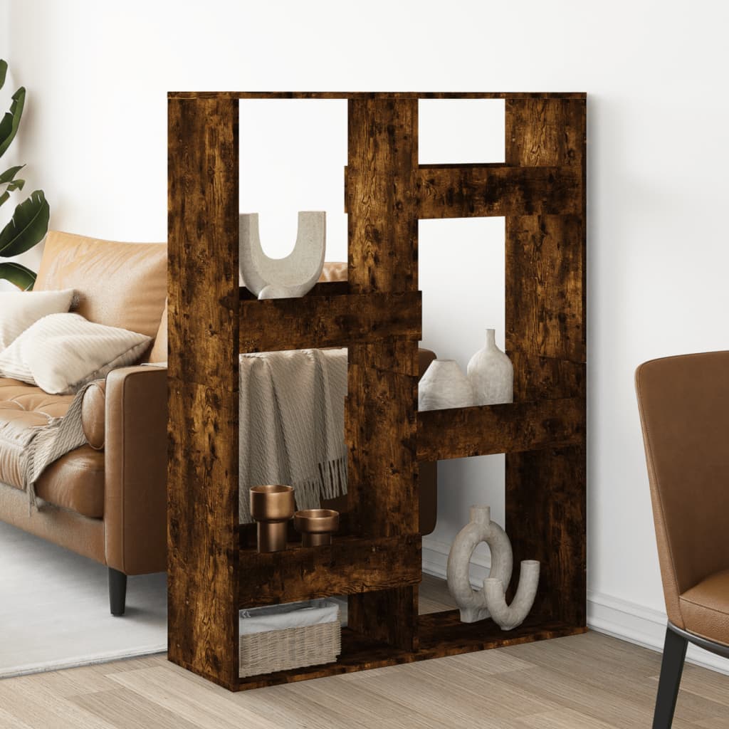 Room Divider Smoked Oak 100x33x135 cm Engineered Wood