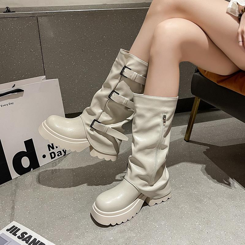 Versatile British wind cool Sa locomotive boots children 2025 autumn new retro trouser boots thick-soled heightening stacking boots