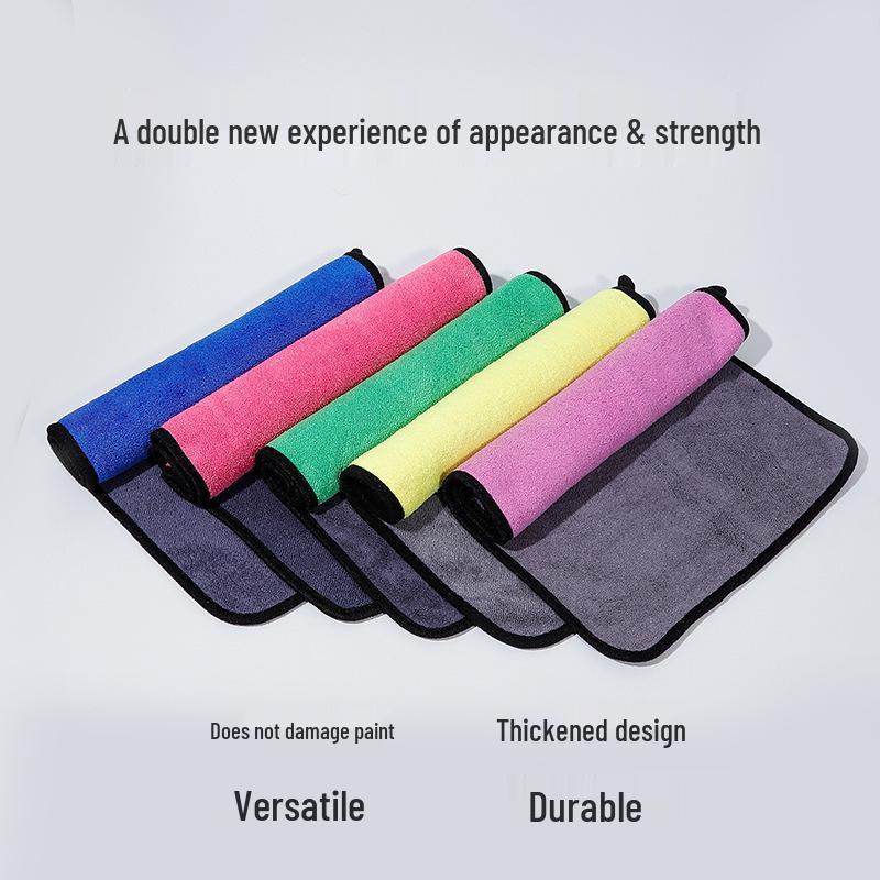 Double-Sided Coral Fleece Car Wash Towel - High Absorption, Thickened for Home and Car, Ideal Cleaning Solution