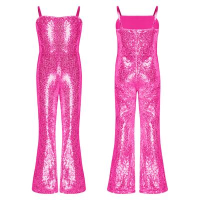 Dětské Disco Kostým Dívčí Flitry Taneční Kombinéza Nastavitelná ramínka Cami Long Unitard Halloweenský outfit