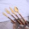 Tableware Dinnerware Set Stainless Steel Knives Forks Spoons with Wood Grain Effect Handle Kitchen Cutlery Flatware Dinner Set