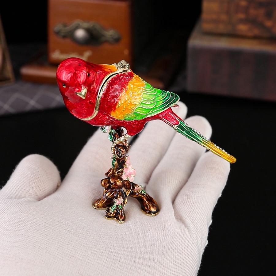 New foreign metal craft gifts, magpie jewelry box, home small ornament, enamel color jewelry box, jewelry storage
