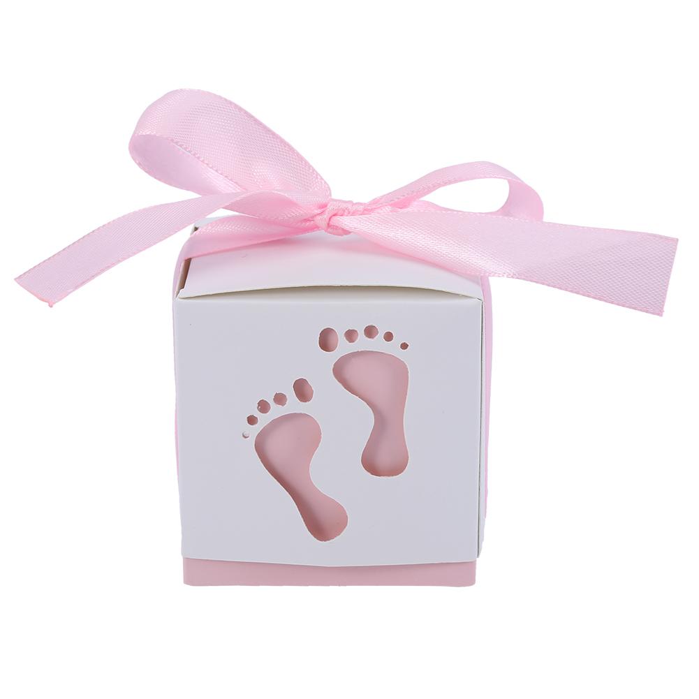 50 Pezzi Simpatico Scatola di Carta a Forma di Impronta di Piedino di Bambino Scatola per Caramelle Bomboniera Matrimonio Baby Shower