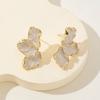 Fashion Irregular Post Earrings Metal Flower Leaves Studs Gold Color Plating Statement Jewelry For Women