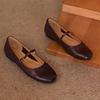 Krazing Pot Kuhleder Mode Frühling Herbst Schönheit Flach mit Damen Square Toe Schuhe Mary Janes Flache Ballerinas
