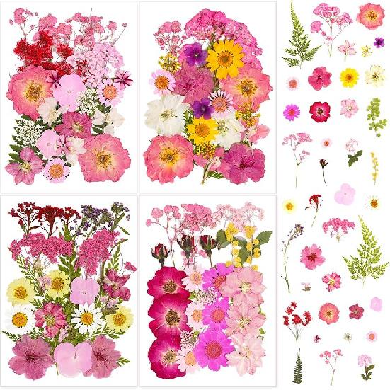 Pressed Flowers Bulk Dried Flowers for Crafts,Real Natural Pressed Flowers Dry Leaves Kit for Crafts Resin Mold Jewelry Candle Soap Making