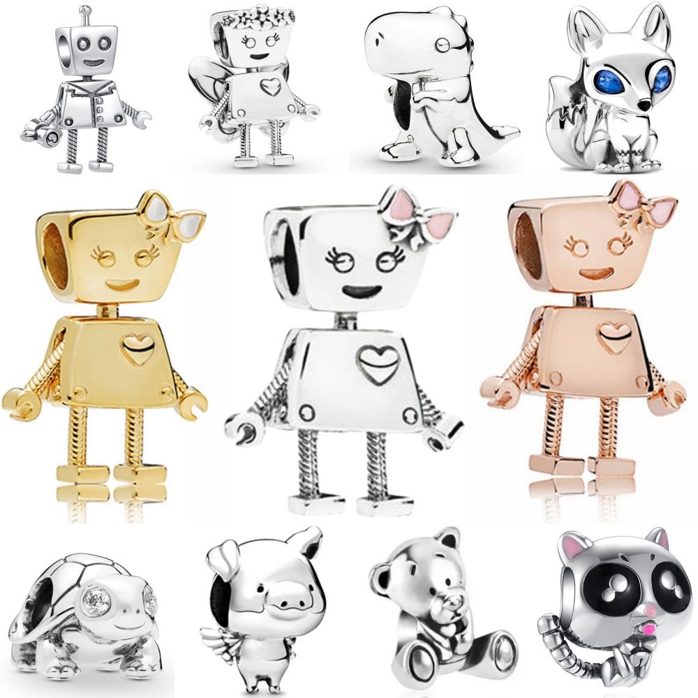 New Copper Robot, Duck, Frog Beads, Butterfly, Angel Pendant European Original Bracelet Diy Accessories Exquisite Jewelry