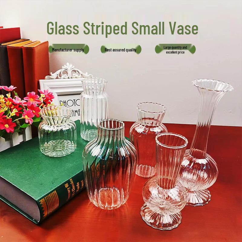 Nordischer Stil Transparente Gestreifte Glasvase für Heimdekoration