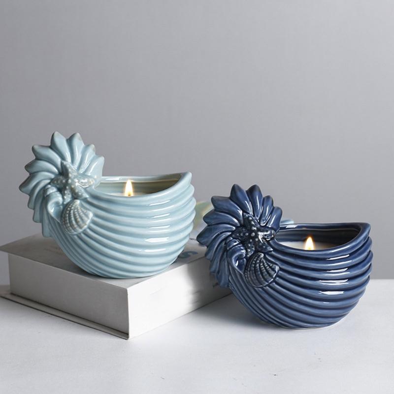 Ceramiczny Świecznik w Kształcie Muszli do Wystroju Domu Motyw Oceaniczny Doniczka na Sukulenty Miniaturowa Doniczka Dekoracyjny Pojemnik