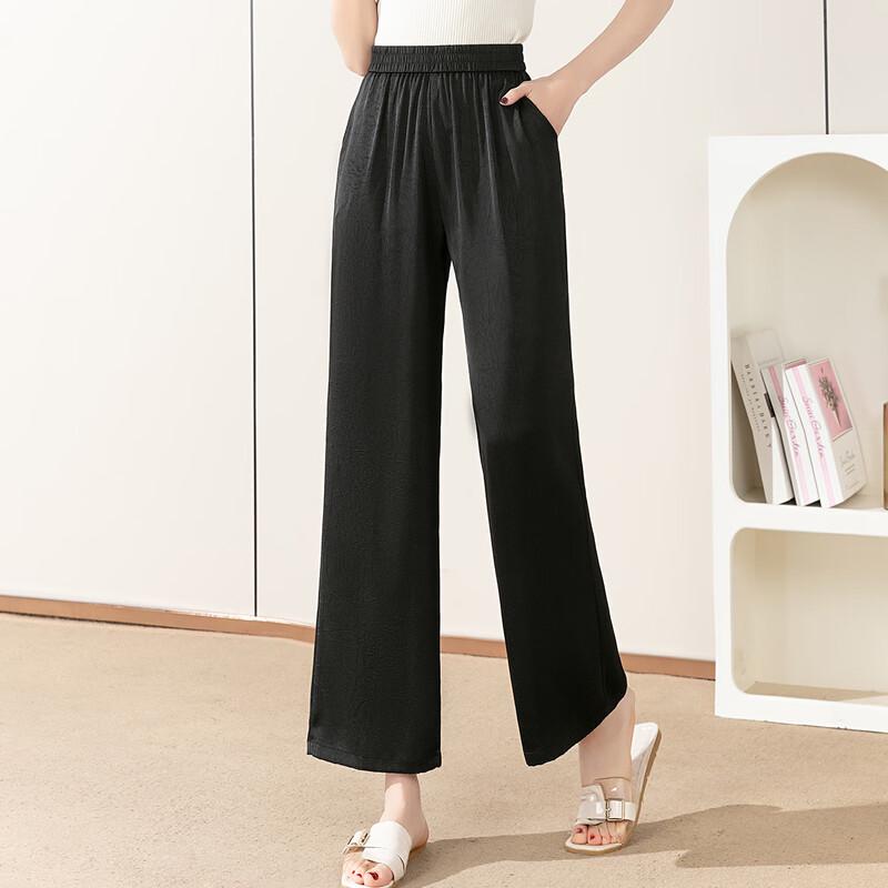 

Woxue 2025 Summer Breathable Elastic Waist Straight-Leg Pants for Middle-Aged Women 2XL