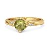 Peridot Classic Solitaire with Accent CZ Ring - Sterling Silver Gold Vermeil