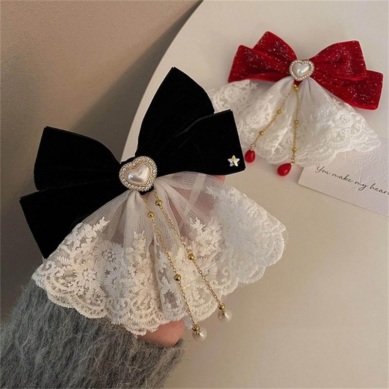 Elegant Lace Bows Barrettes For Women Girls Strong Hair Clip For Weddings Parties Everyday Use