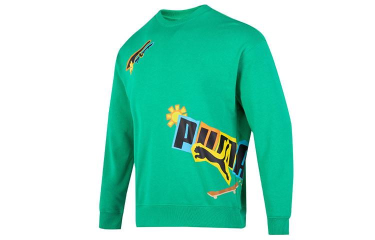 PUMA Sweatshirts Men s Green Crew Neck Moderate Regular 539968-36 L