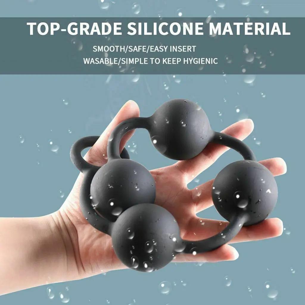 Manyjoy Long Silicone Butt Plug Anal Beads Ball Erotic Anus Masturbator Dilatodor Expander Massager Sex Toys for Couple