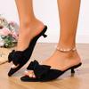 Women's Summer Butterfly-knot Low Heel Slippers Elegant Open Toe Party Dress Shoes Fashion Outdoor Ladies Slides