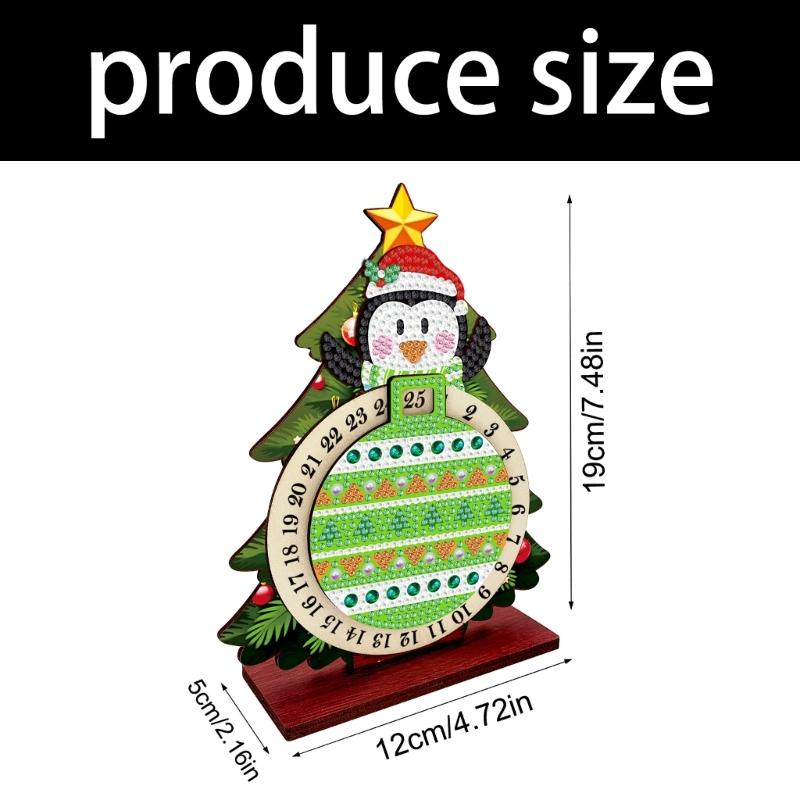 Christmas Number Panel Sign, Bead Art Holiday Accent for Desk Display with 1-25 Date Marker and Wood Stand Home