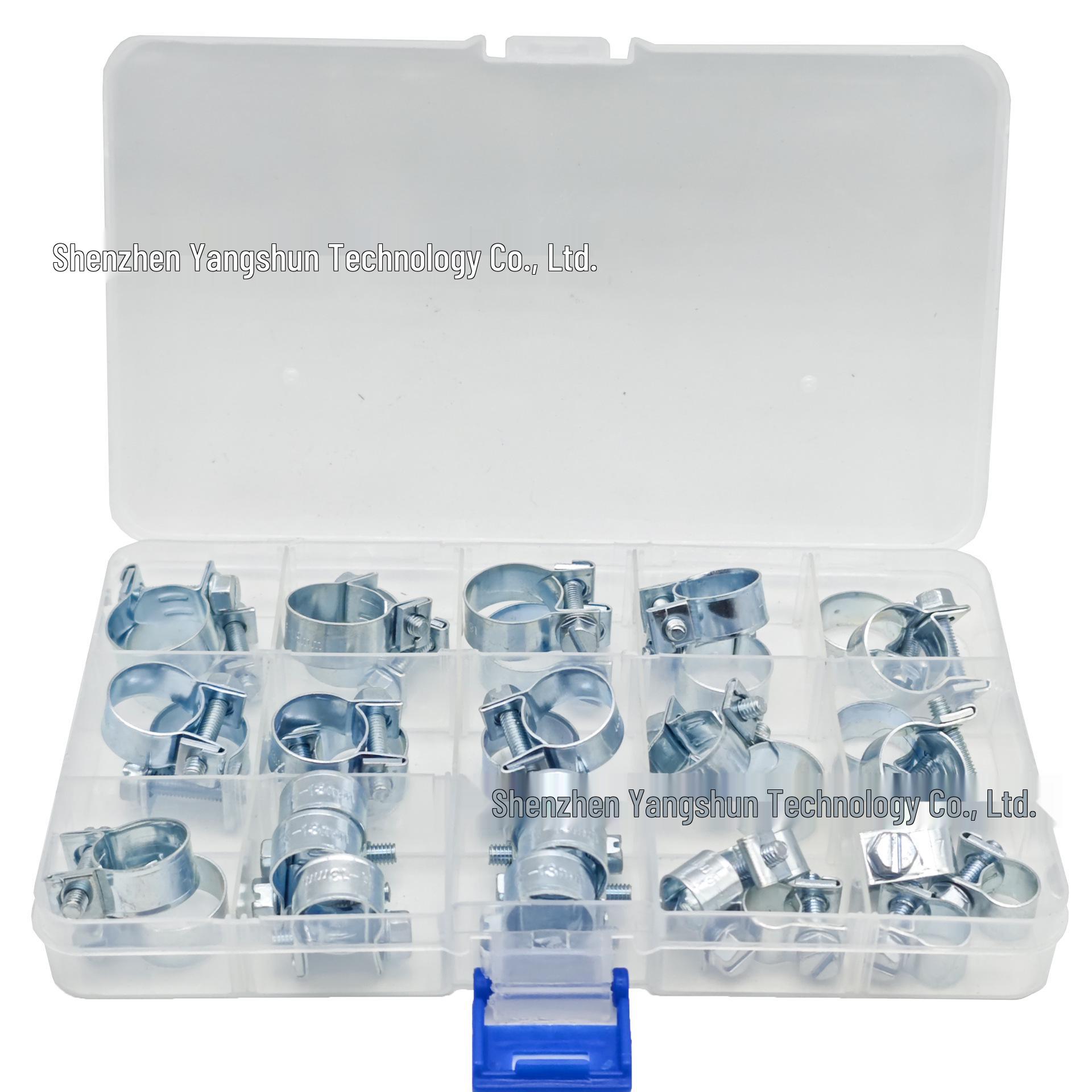 34-Piece Galvanized Steel Mini Double Ear Hose Clamp Set (8-18mm)