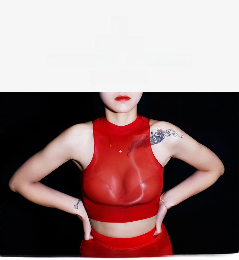 Qinghe 912 Seamless Oily Sheer Stockings & Slimming Sexy Underwear Set