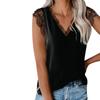 Women's V-Neck Lace Casual Solid Sleeveless Shirts Tank Tops Blouse