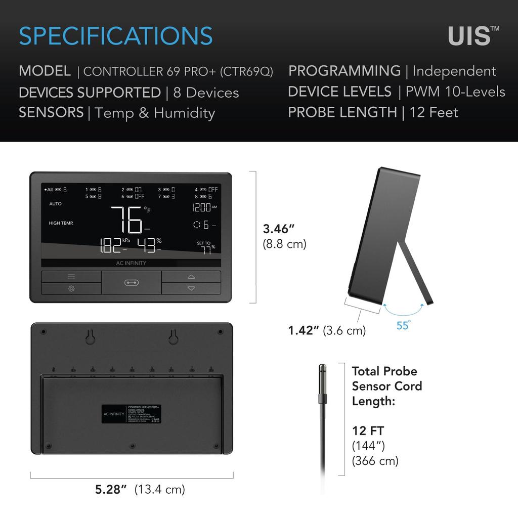 AC Infinity Controller 69 Smart Environment Controller 8 Ports mit Zeitplansteuerung für Growzelt Kühlung Belüftung Beleuchtung 8 PRO+, Temperatur,