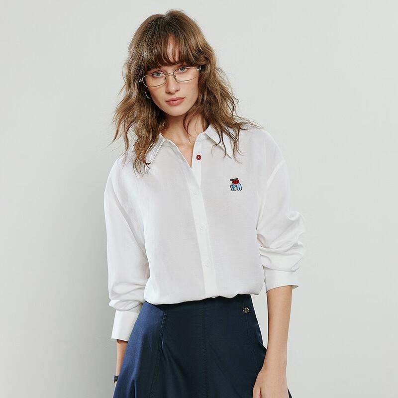 Chuyu Women's 2025 Autumn Embroidered Loose Lyocell Ramie Polo Shirt