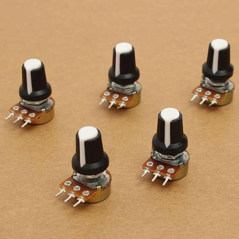 5Pcs WH148 Potentiometer 3Pin 1K 2K 5K 10K 20K 50K 100K 250k 500K 1M Ohm Linear Taper Drehpotentiometer Widerstände