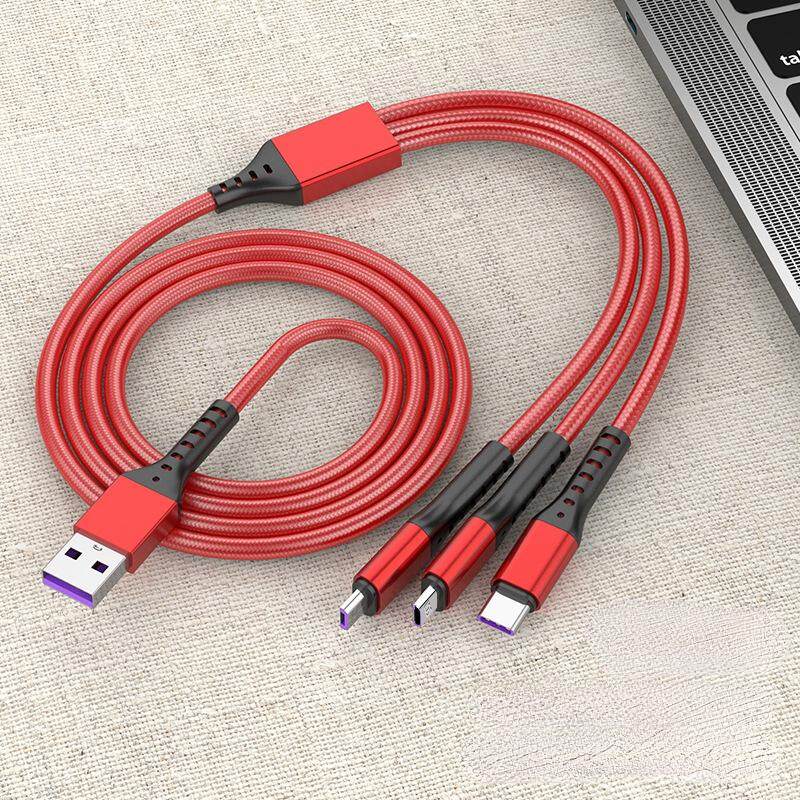

YurKem 3 в 1, 66 Вт, 6 А, USB Type C, кабель для быстрого зарядного устройства для iPhone, Type-C Lightning, кабель Micro USB для iPhone, Huawei, Samsung, Xiaomi, шнур для передачи данных красный