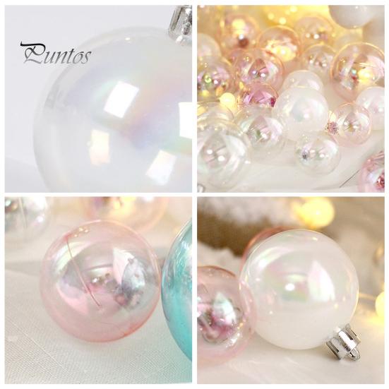 12/24/36Pcs 4CM Christmas Iridescent Ball Clear Shatterproof Reusable DIY Holiday Decoration Xmas Tree Hanging Ball Ornament Pendant Party Festival