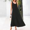 Women's Summer Casual Sleeveless Long Dress V Neck Vest Solid Color Beach Dress