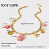 Ocean vacation style ceramic conch seahorse shell DIY pendant necklace plated 18K gold stainless steel jewelry women