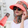 Women Summer Anti-Uv Sun Hat Outdoor Foldable Floral Print Caps Neck Face